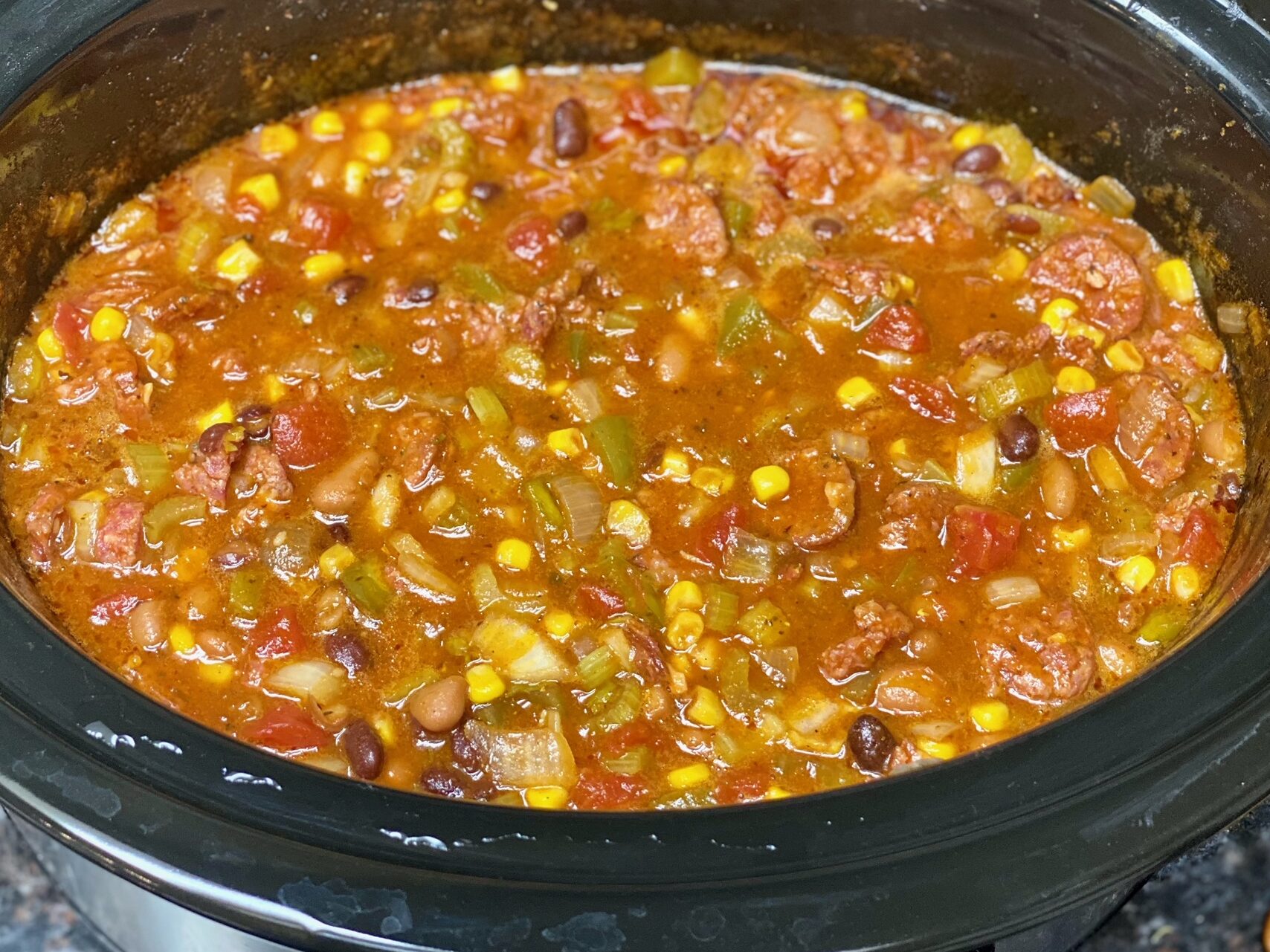 SAUSAGE AND BEAN SOUP, SLOW COOKER